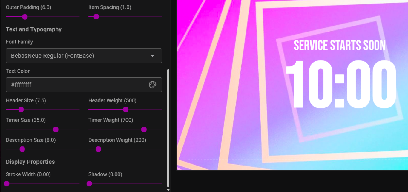 Unified text scaling metrics and font weights config